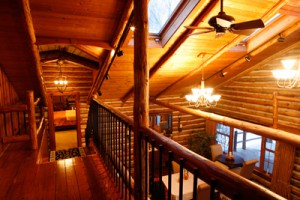 balcony view of log cabin