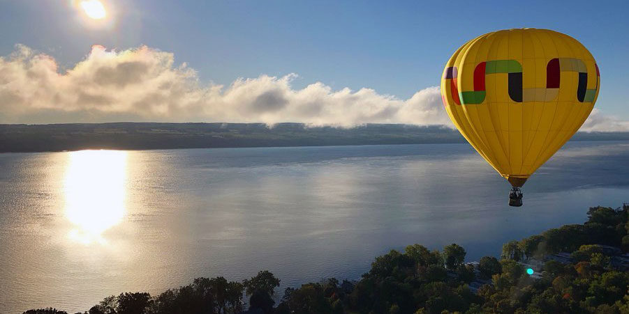 Hot air balloon over Canandaigua Lake - Canandaigua, New York